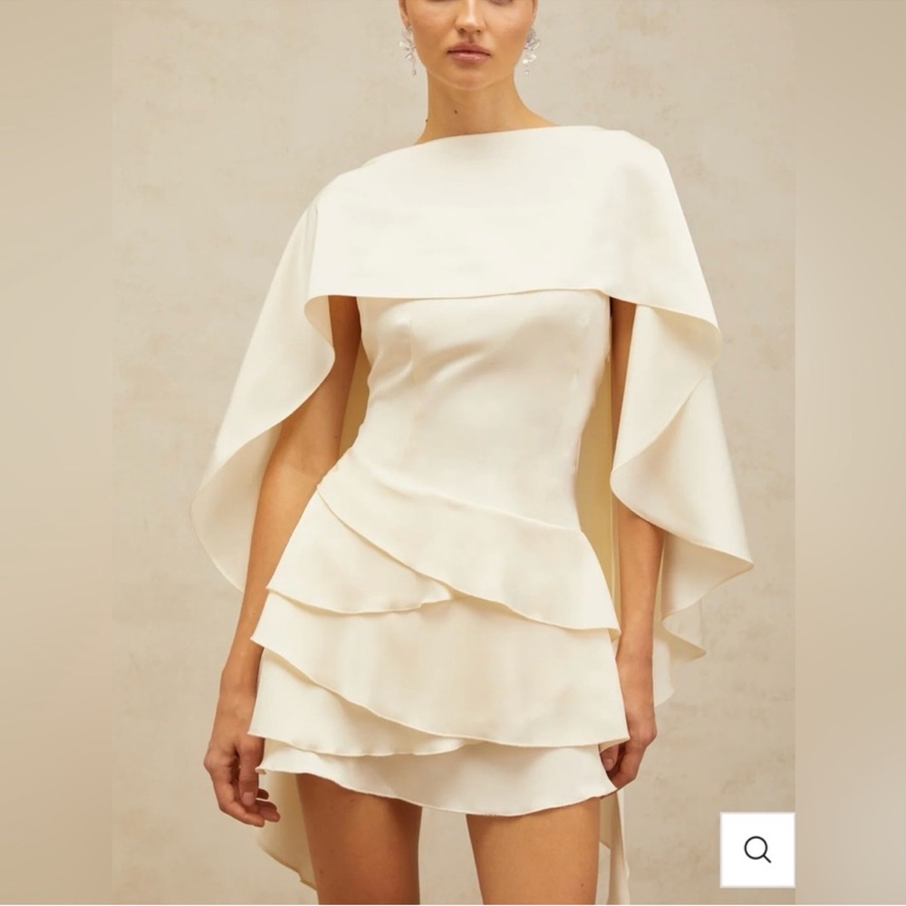 Elegant Cream Cape Dress - Miss Roseier